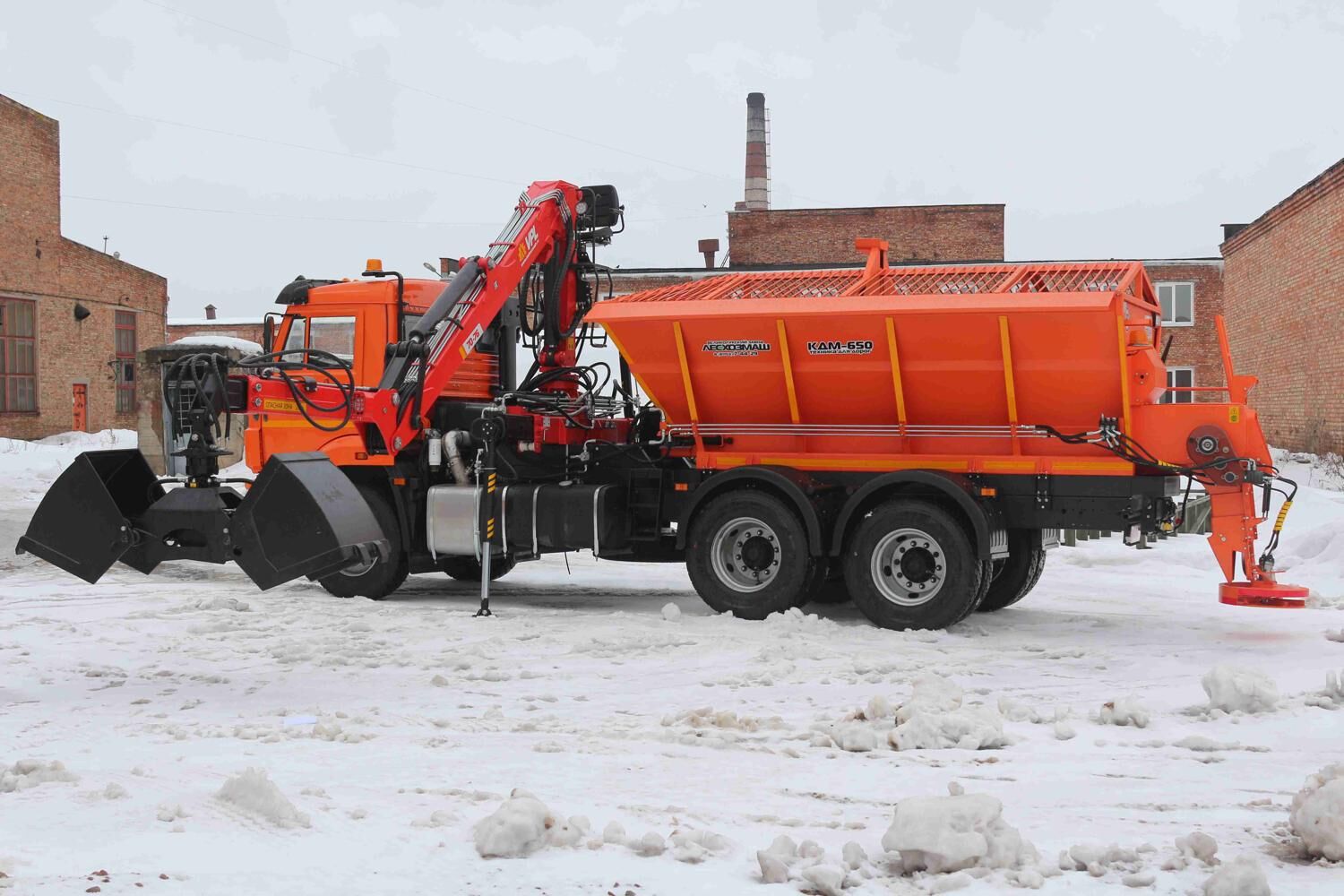 КДМ-650-01 на ш.65115-48 (ГМУ, ПС сталь 09Г2С, V=8 м3, Передний отвал)