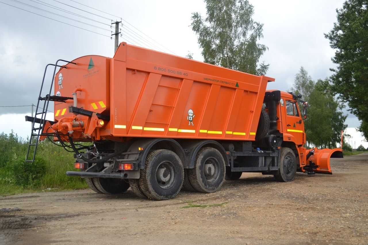 КДМ-7881010 на с.КамАЗ-6520-49 (ПМ (сталь.цист, V=12 м3), сопла, Передний поворотный отвал)