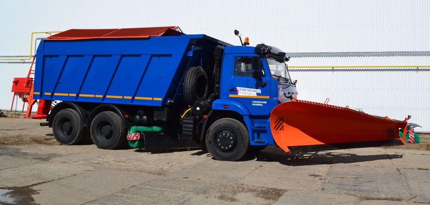 КДМ-7881010 на с.КамАЗ-6520-49 (ПС (сталь 09Г2С V=10,5 м3), Скоростной отвал, Средняя щетка)