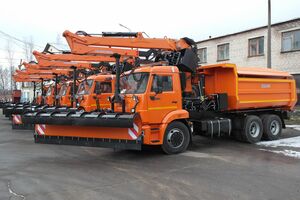 КДМ-650-05 на ш.65115-48 (ГМУ, Самосвальный кузов, ПС сталь 09Г2С, V=8 м3, Передний отвал)