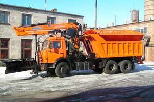 КДМ-650-05 на ш.65115-50 (ГМУ, Самосв.кузов, ПС сталь 09Г2С, V=8 м3, Передний и Боковой отвалы)